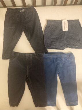 Carter's Denim-Look Stretch Pants and Shorts - Blue and Charcoal (4-Pack)